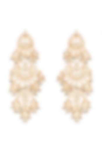 Gold Finish Kundan Dangler Earrings by Firdaus By Akshita