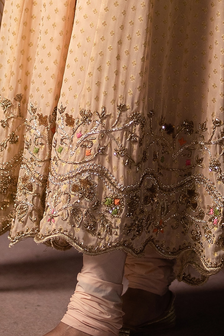 Gold Hand Embroidered Wedding Anarkali Set by Firozi at Pernia's Pop Up Shop