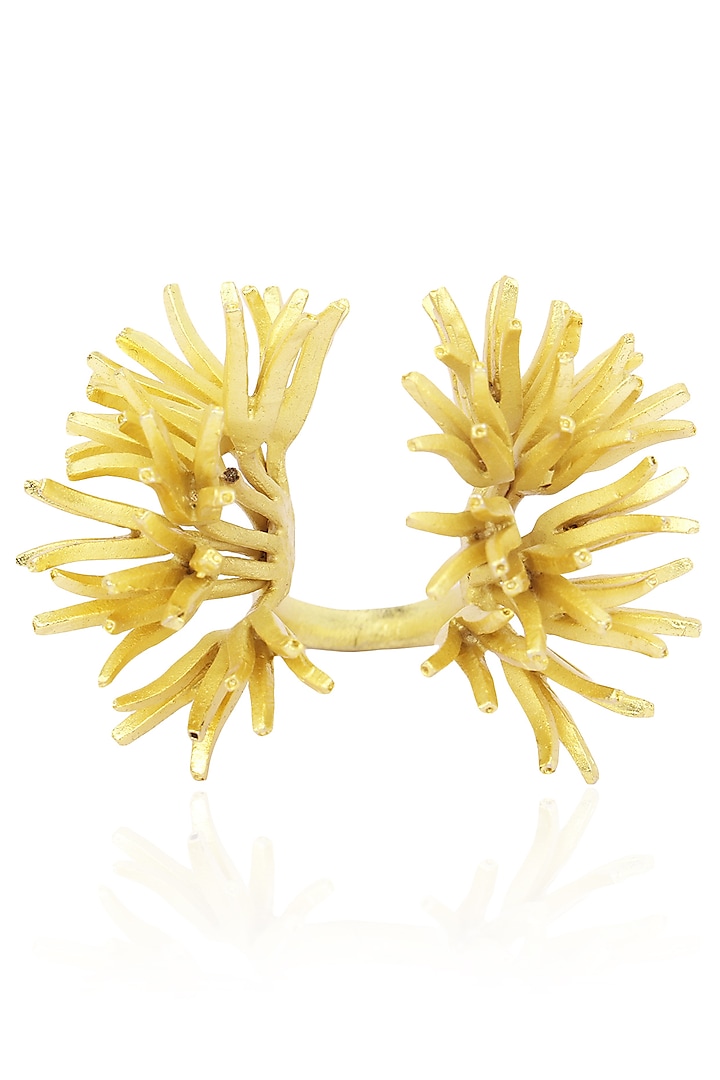 Gold Finish Comb Ring by Firdaus By Akshita