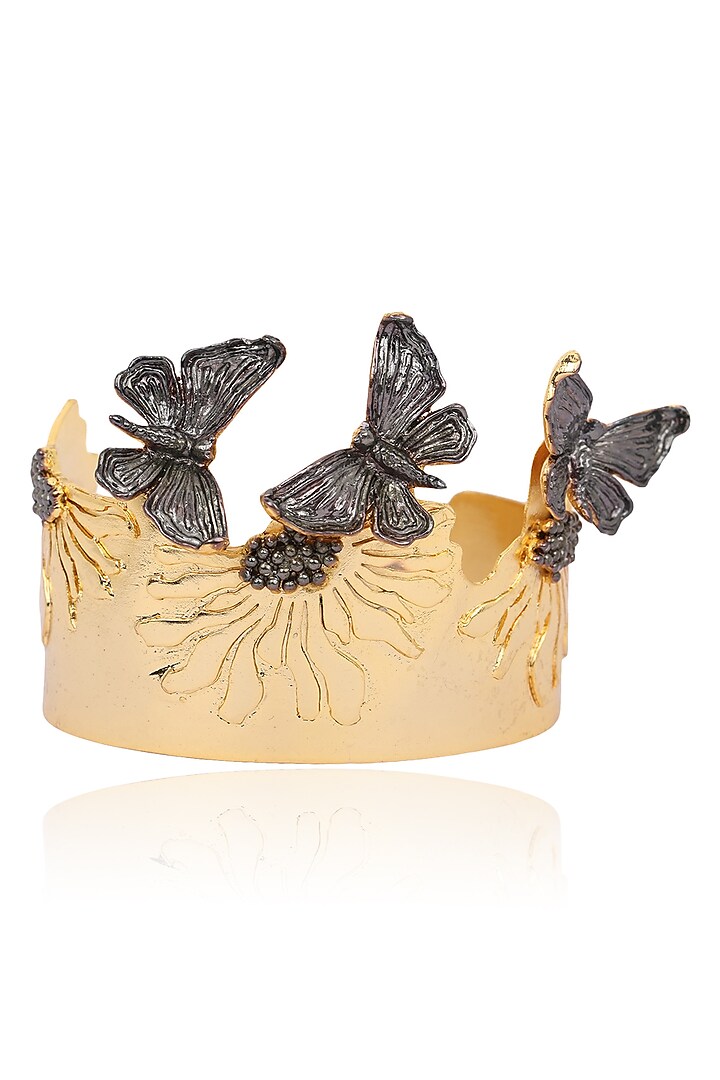 Gold Finish Butterfly Cuff by Firdaus By Akshita