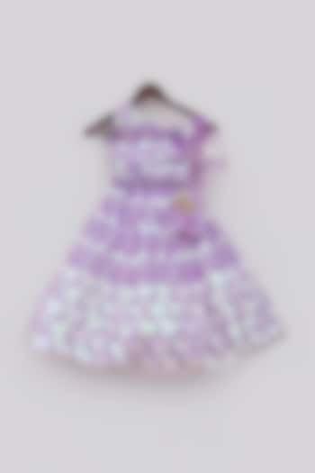 Lilac Net Embroidered Lehenga Set For Girls by Fayon Kids at Pernia's Pop Up Shop