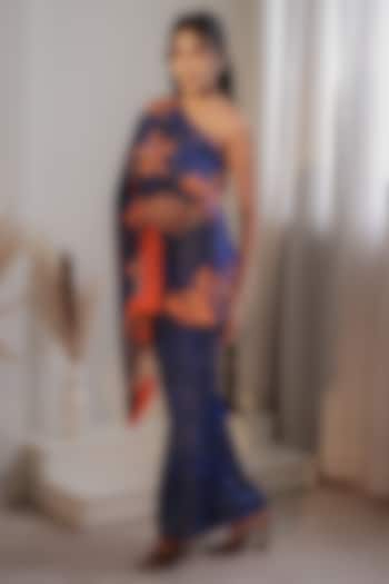 Blue Lurex & Shimmer Kaftan Set by Flamingo - the label at Pernia's Pop Up Shop