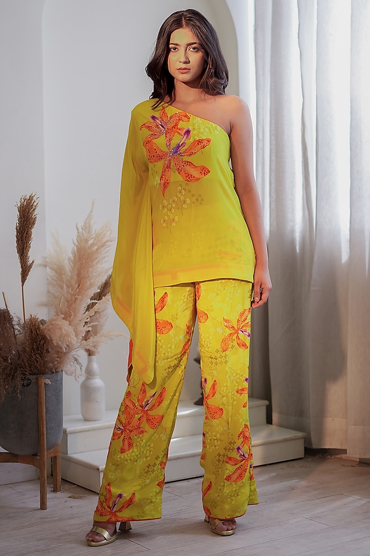 Lime Lurex Embroidered Kaftan Set by Flamingo - the label at Pernia's Pop Up Shop