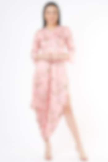 Blush Pink Printed Draped Dress by Flamingo - the label at Pernia's Pop Up Shop