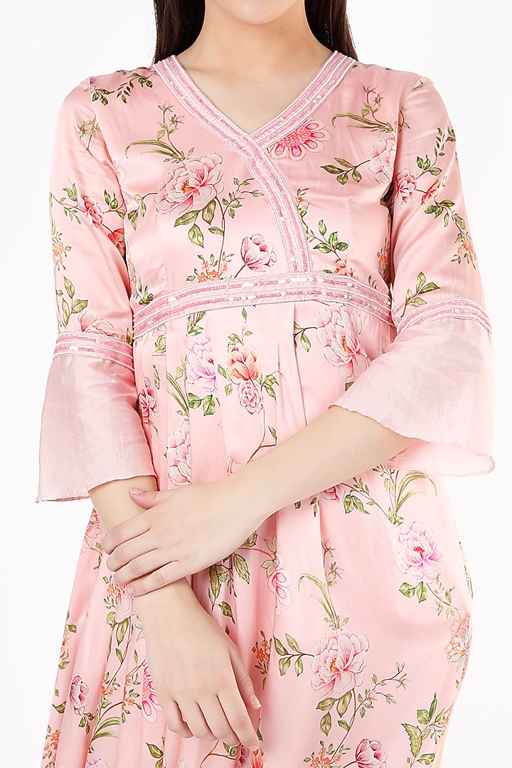 Blush Pink Printed Draped Summer Dress by Flamingo - the label at Pernia's Pop Up Shop