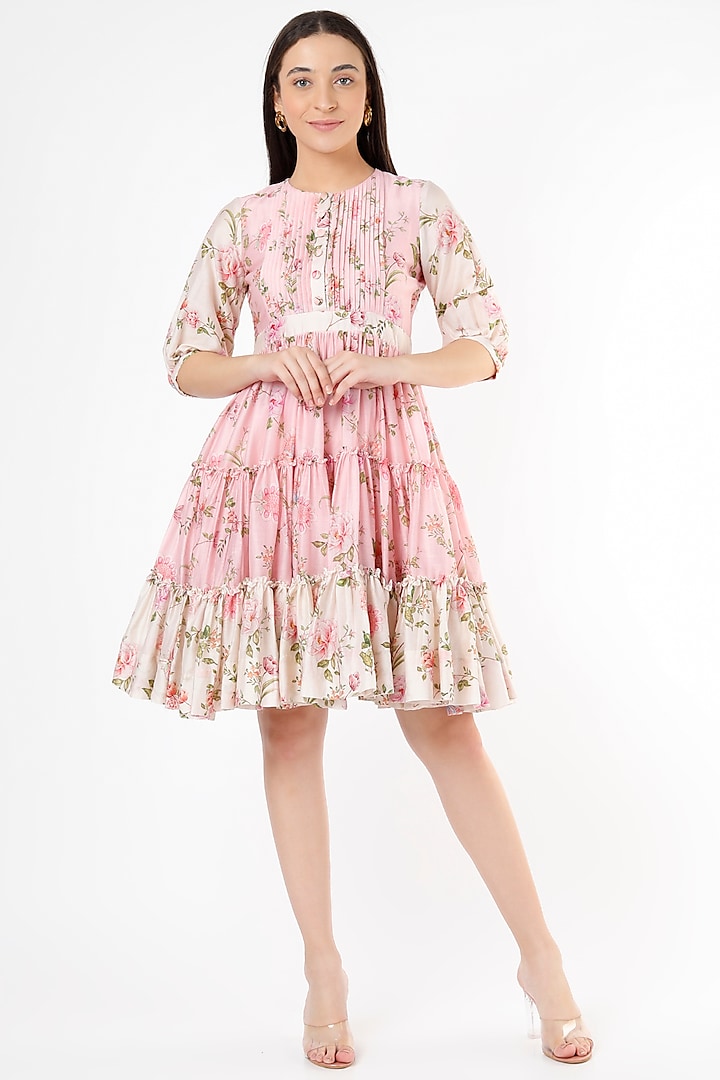 Blush Pink Printed Dress by Flamingo - the label