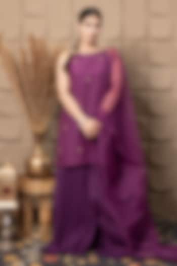 Purple Cotton Silk Gharara Set by Flamingo - the label at Pernia's Pop Up Shop