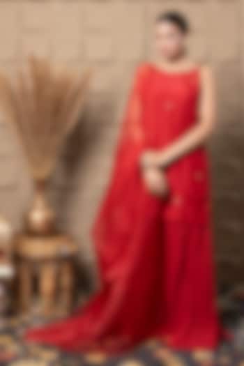 Maroon Cotton Silk Gharara Set by Flamingo - the label at Pernia's Pop Up Shop