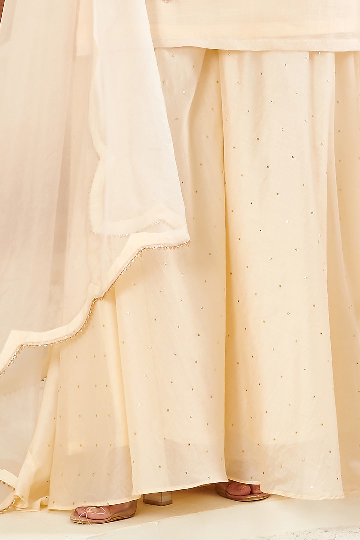 Ivory Chanderi Gharara Set by Flamingo - the label at Pernia's Pop Up Shop