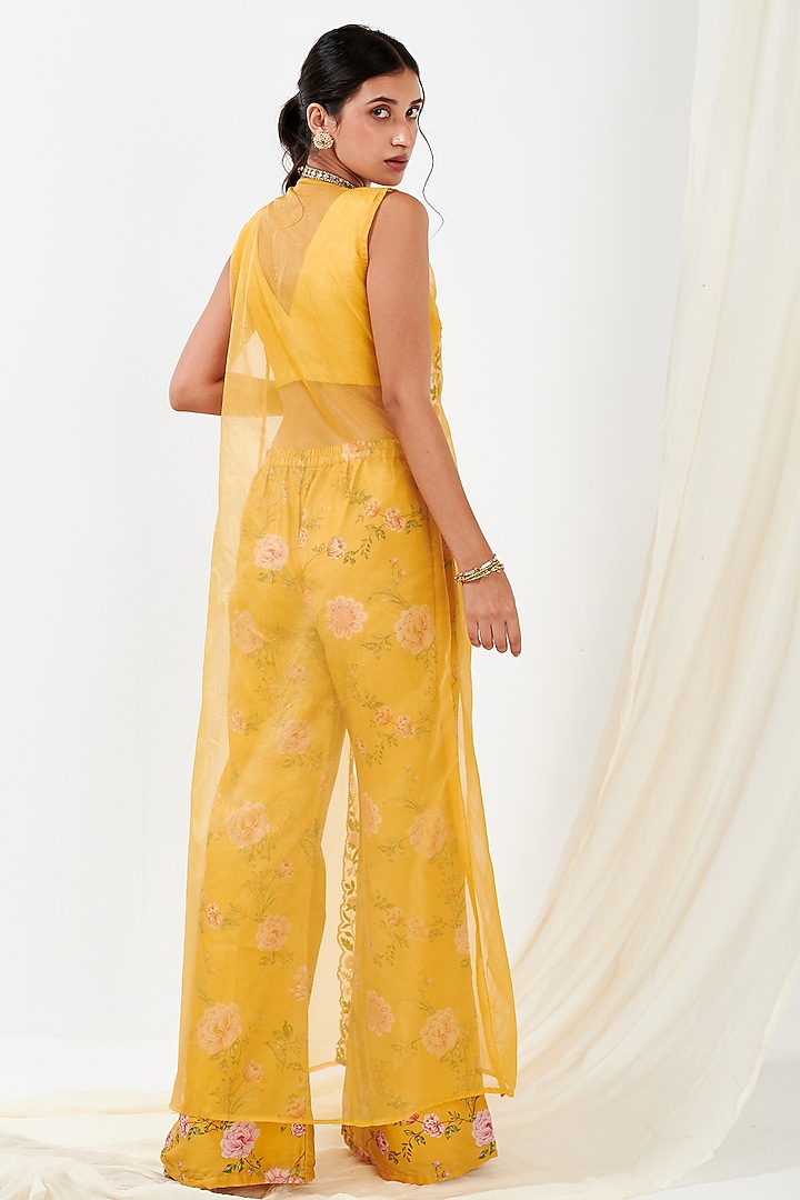 Mustard Printed Party Wear Sharara Set by Flamingo - the label at Pernia's Pop Up Shop