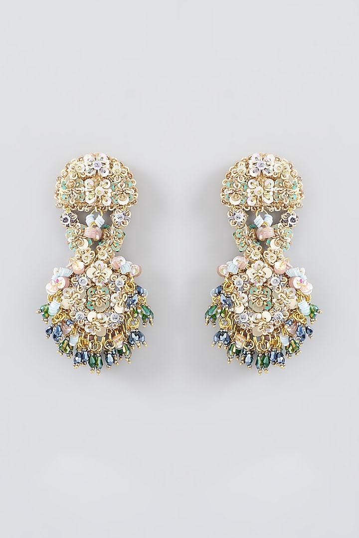 Resham & Dabka Hand Embroidered Dangler Earrings by Fooljhadi at Pernia's Pop Up Shop
