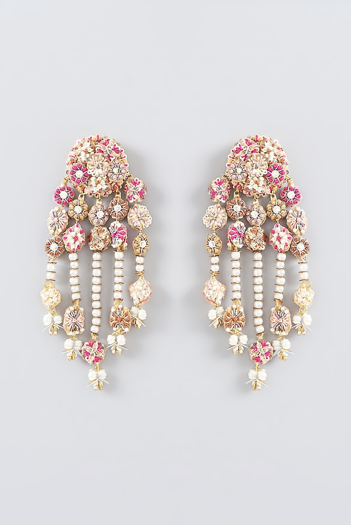 Resham & Moti Hand Embroidered Dangler Earrings by Fooljhadi at Pernia's Pop Up Shop