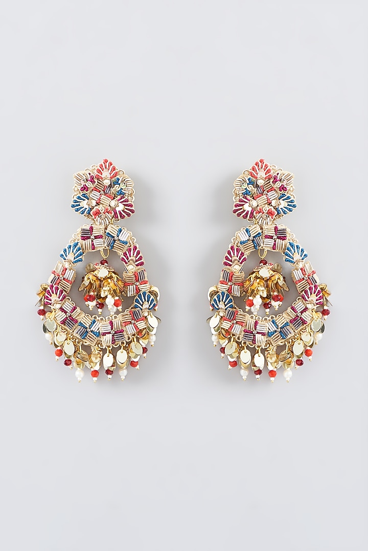 Resham & Dabka Hand Embroidered Dangler Earrings by Fooljhadi at Pernia's Pop Up Shop