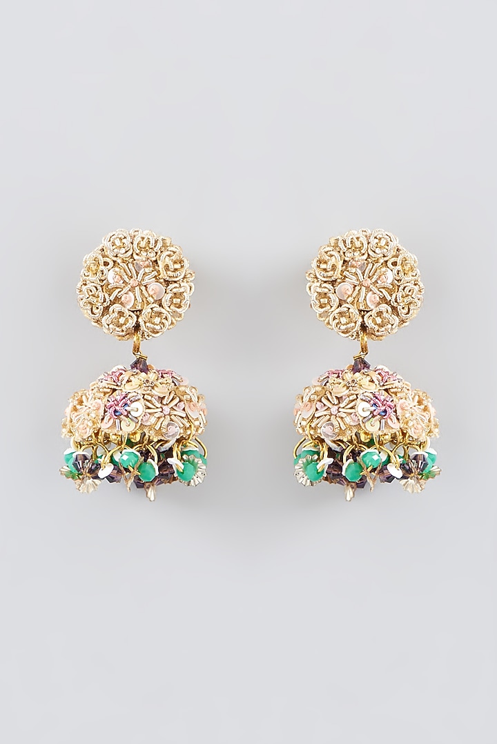 Zari & Dabka Hand Embroidered Dangler Earrings by Fooljhadi at Pernia's Pop Up Shop