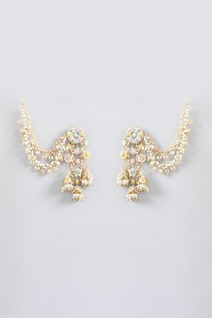 Moti & Dabka Hand Embroidered Dangler Earrings by Fooljhadi at Pernia's Pop Up Shop