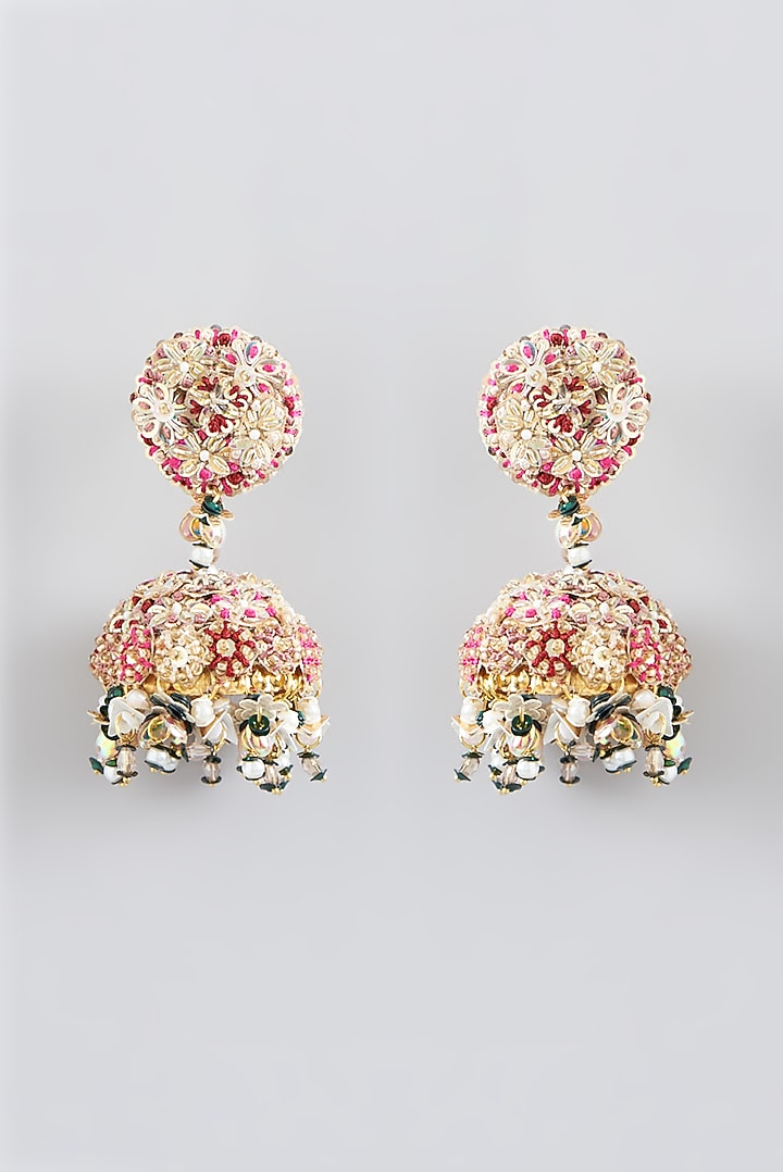 Resham & Moti Hand Embroidered Dangler Earrings by Fooljhadi at Pernia's Pop Up Shop