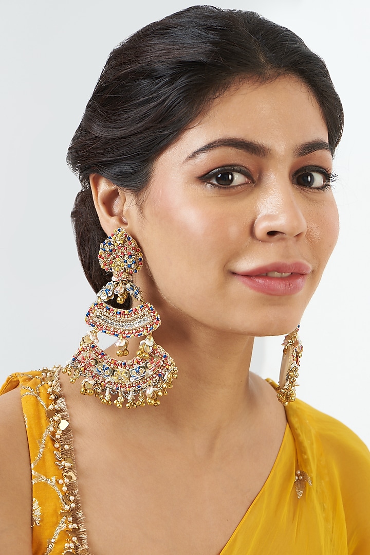 Hand Embroidered Chandbali Earrings by Fooljhadi at Pernia's Pop Up Shop