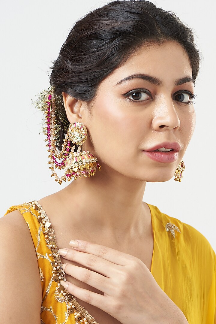 Dangler Earrings With Hand Embroidery by Fooljhadi
