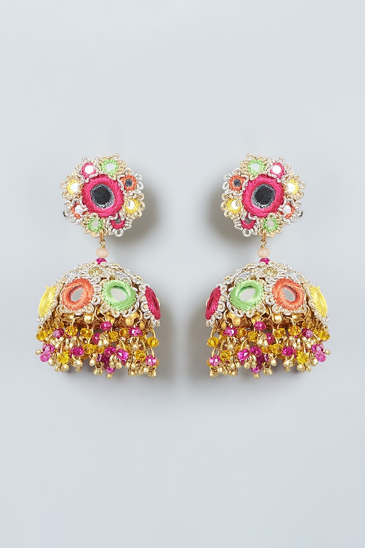 Resham Hand Embroidered Earrings by Fooljhadi at Pernia's Pop Up Shop