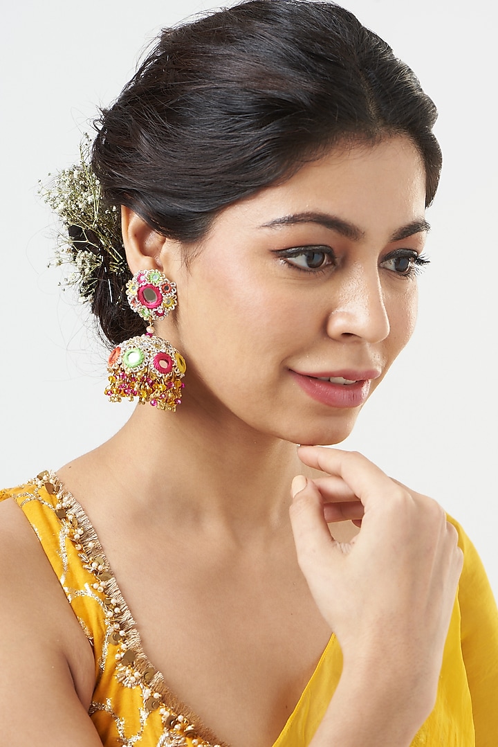 Resham Hand Embroidered Earrings by Fooljhadi