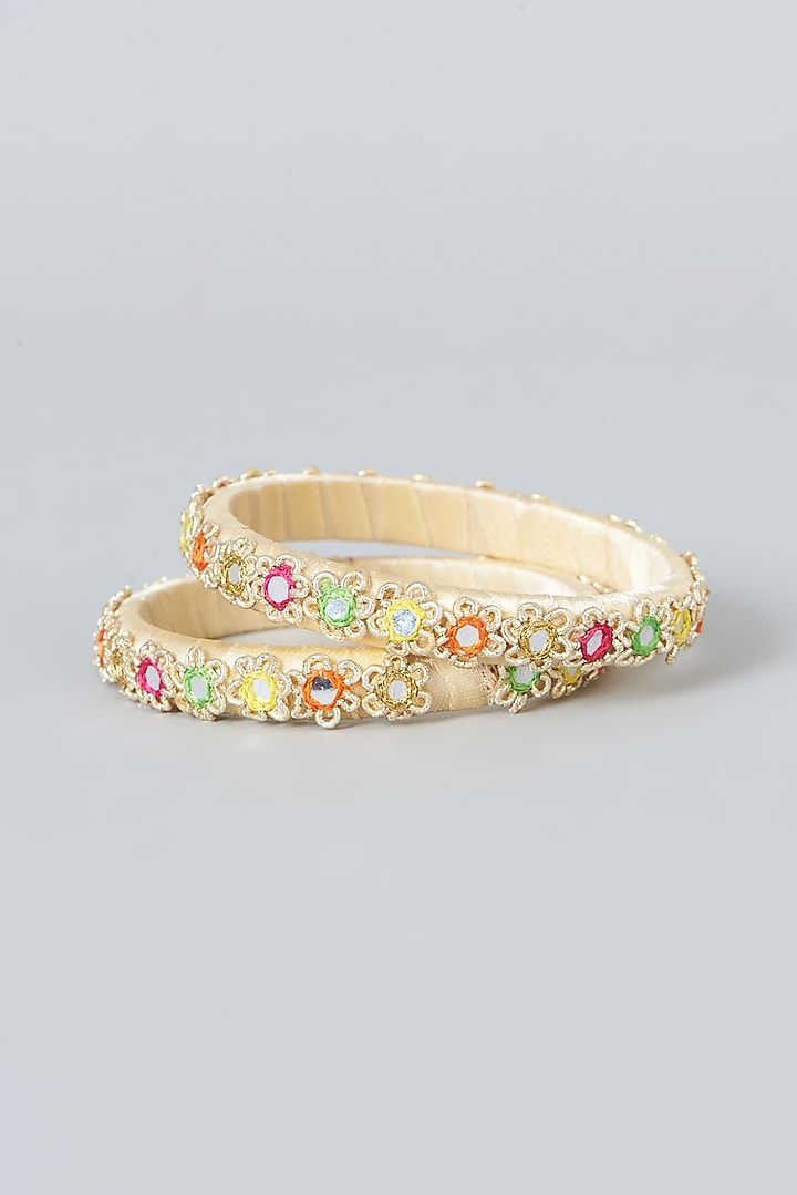 Hand Embroidered Bangles (Set Of 2) by Fooljhadi at Pernia's Pop Up Shop
