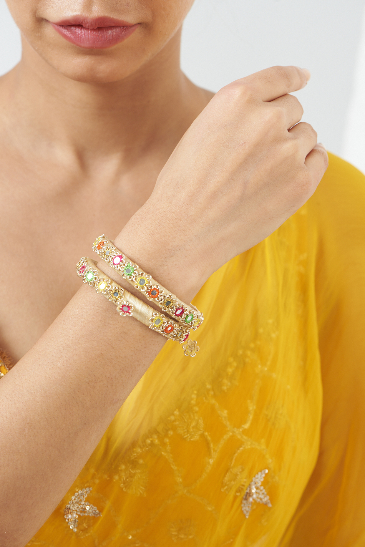 Hand Embroidered Bangles (Set Of 2) by Fooljhadi at Pernia's Pop Up Shop