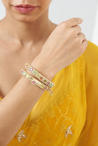 Hand Embroidered Bangles (Set Of 2) by Fooljhadi