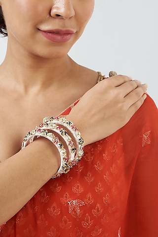 Hand Embroidered Bangles (Set Of 3) by Fooljhadi