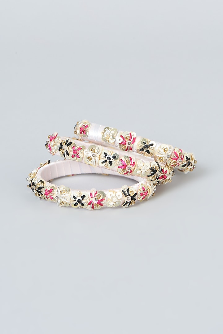 Hand Embroidered Bangles (Set Of 3) by Fooljhadi at Pernia's Pop Up Shop