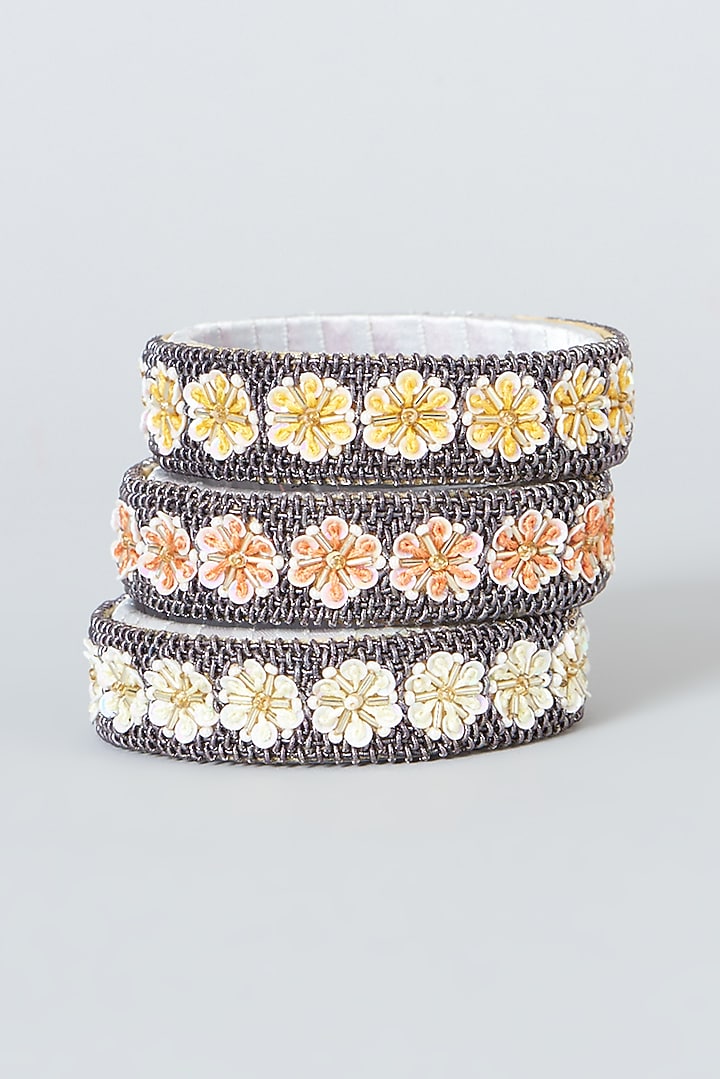Hand Embroidered Bangles (Set Of 3) by Fooljhadi at Pernia's Pop Up Shop