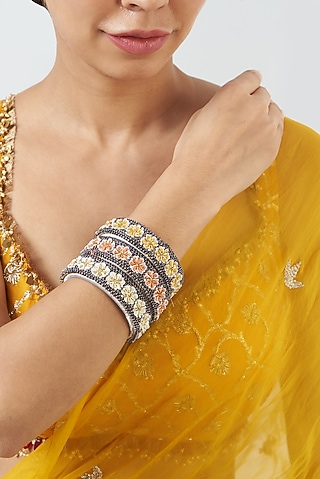 Hand Embroidered Bangles (Set Of 3) by Fooljhadi