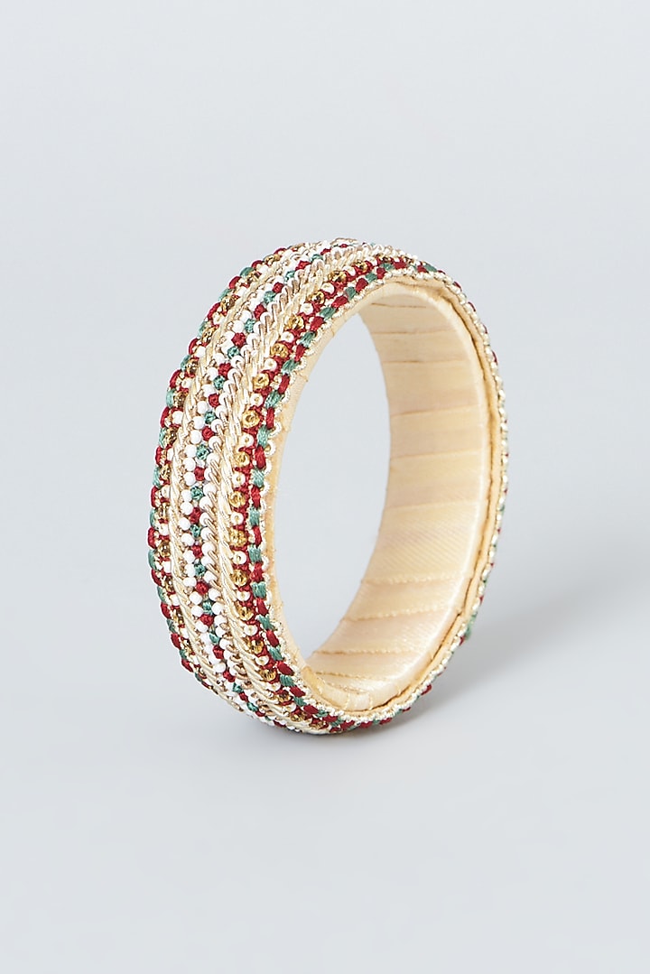 Bangles With Hand Embroidery (Set Of 3) by Fooljhadi at Pernia's Pop Up Shop