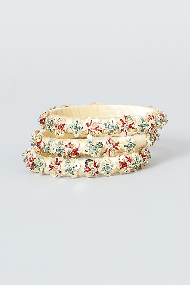 Resham Embroidered Bangles (Set Of 3) by Fooljhadi at Pernia's Pop Up Shop
