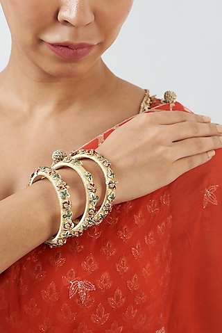 Resham Embroidered Bangles (Set Of 3) by Fooljhadi