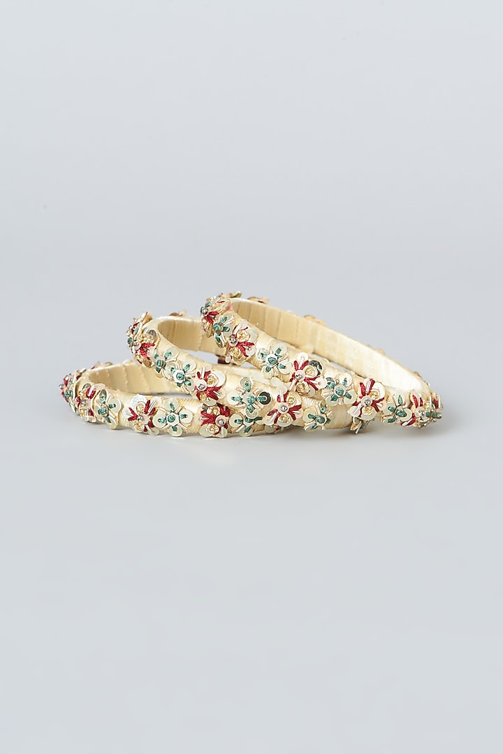 Resham Embroidered Bangles (Set Of 3) by Fooljhadi at Pernia's Pop Up Shop
