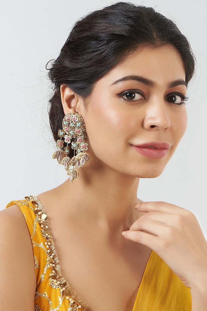 Hand Embroidered Dangler Earrings by Fooljhadi at Pernia's Pop Up Shop