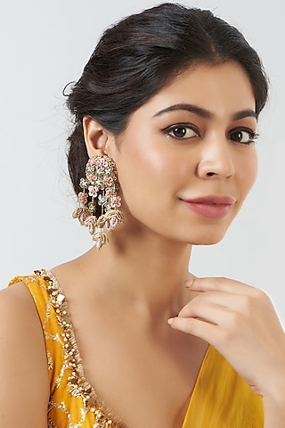 Hand Embroidered Dangler Earrings by Fooljhadi