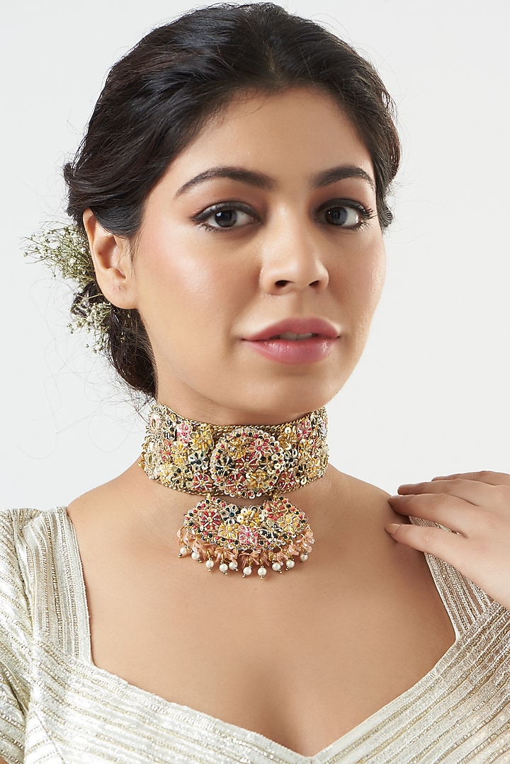 Hand Embroidered Choker Necklace by Fooljhadi at Pernia's Pop Up Shop