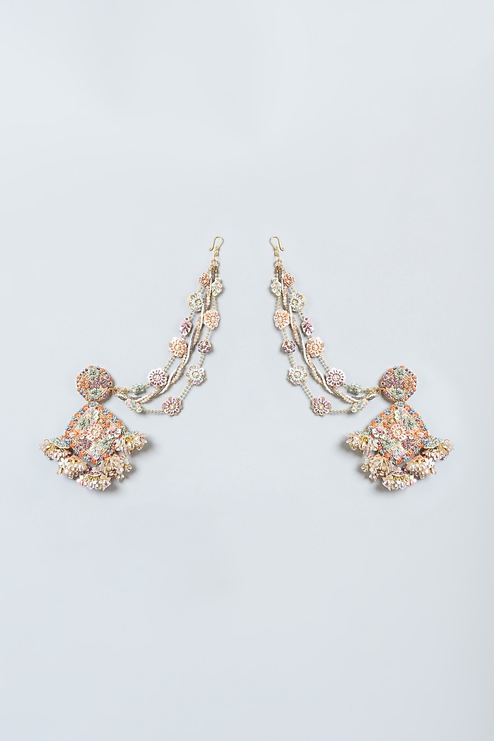 Dangler Earrings With Hand Embroidery by Fooljhadi at Pernia's Pop Up Shop