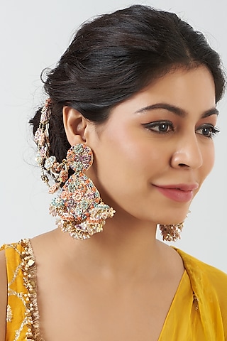 Dangler Earrings With Hand Embroidery by Fooljhadi