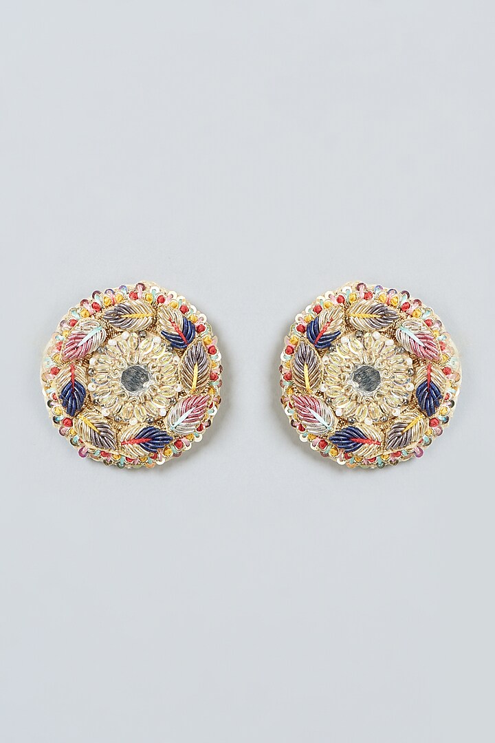 Stud Earrings With Kasab Embroidery by Fooljhadi at Pernia's Pop Up Shop