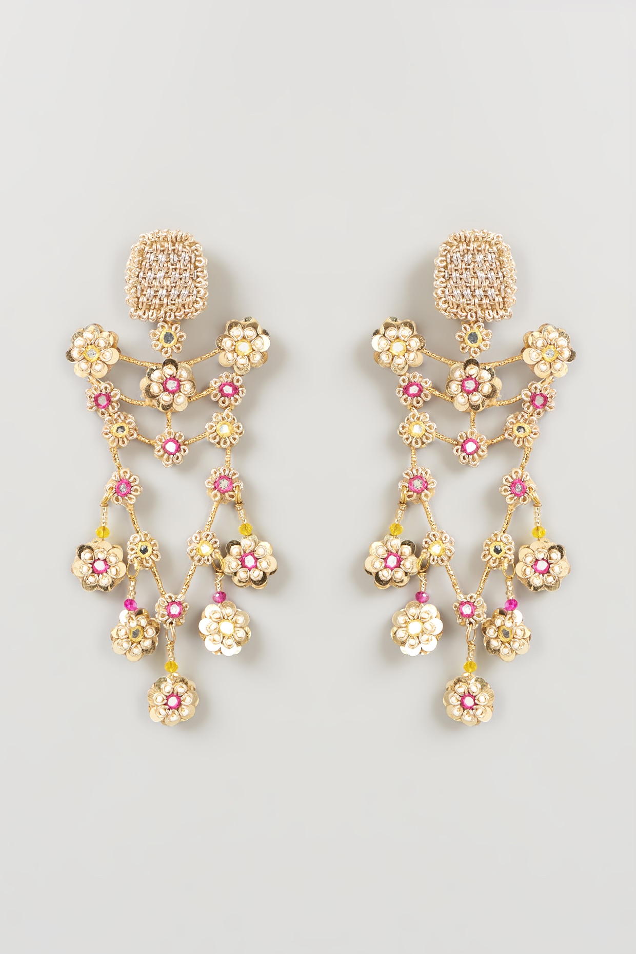 Get Lotus Embroidered Beaded Earrings at ₹ 700 | LBB Shop