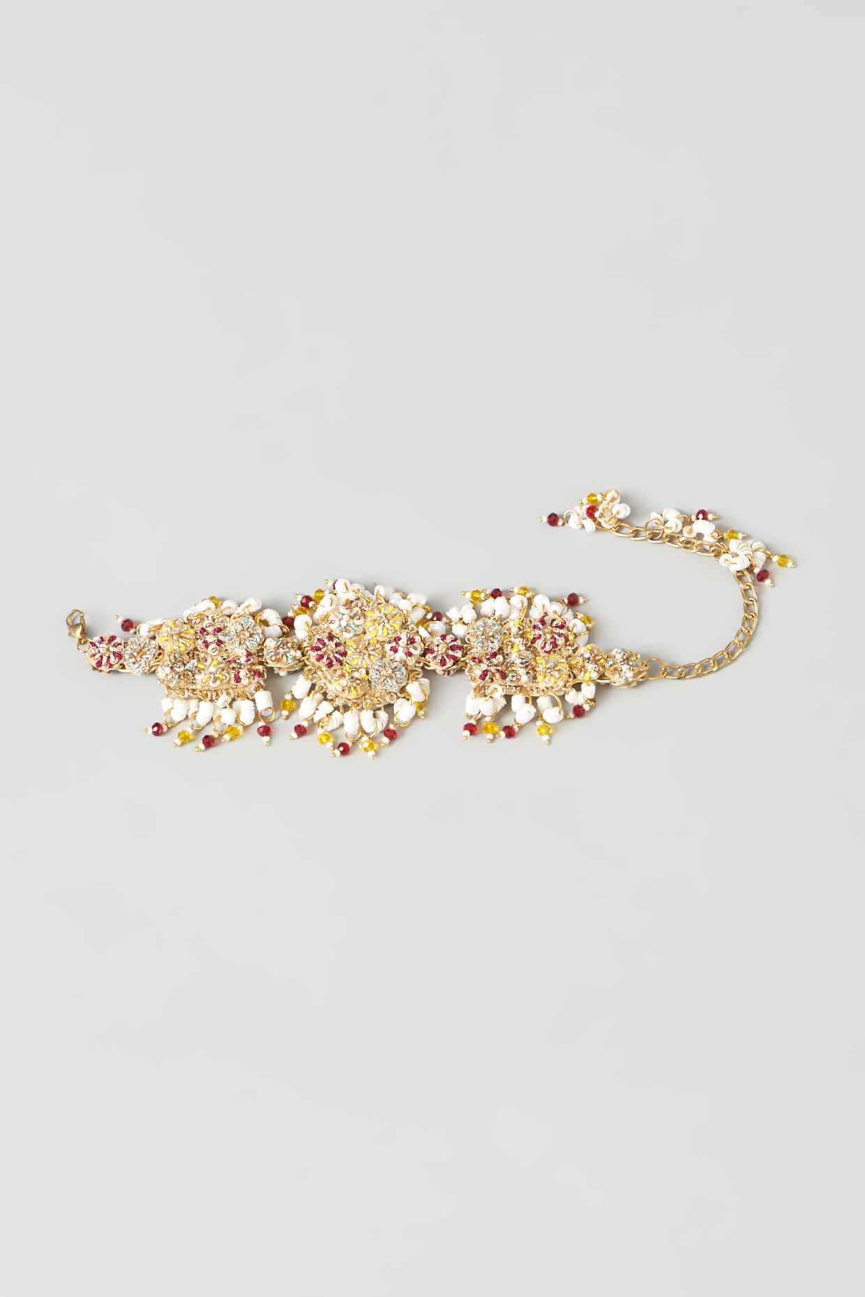 Gold Finish Hand Embroidered Bracelet by Fooljhadi