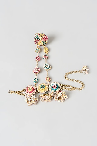 Gold Finish Hand Embroidered Hathphool by Fooljhadi
