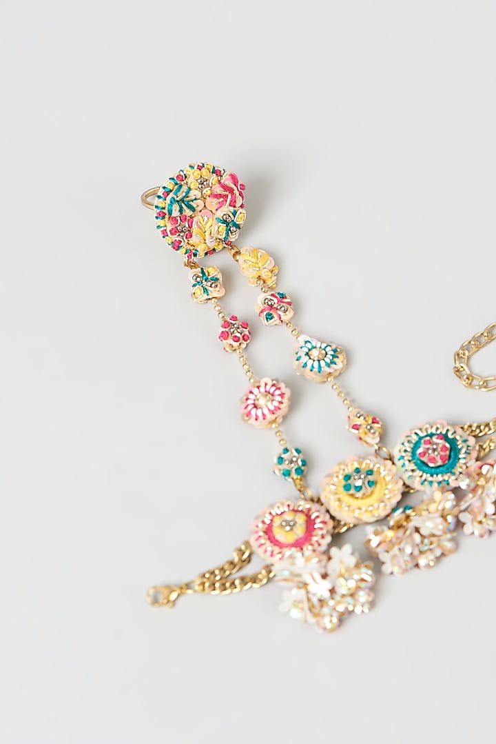 Gold Finish Hand Embroidered Hathphool by Fooljhadi at Pernia's Pop Up Shop