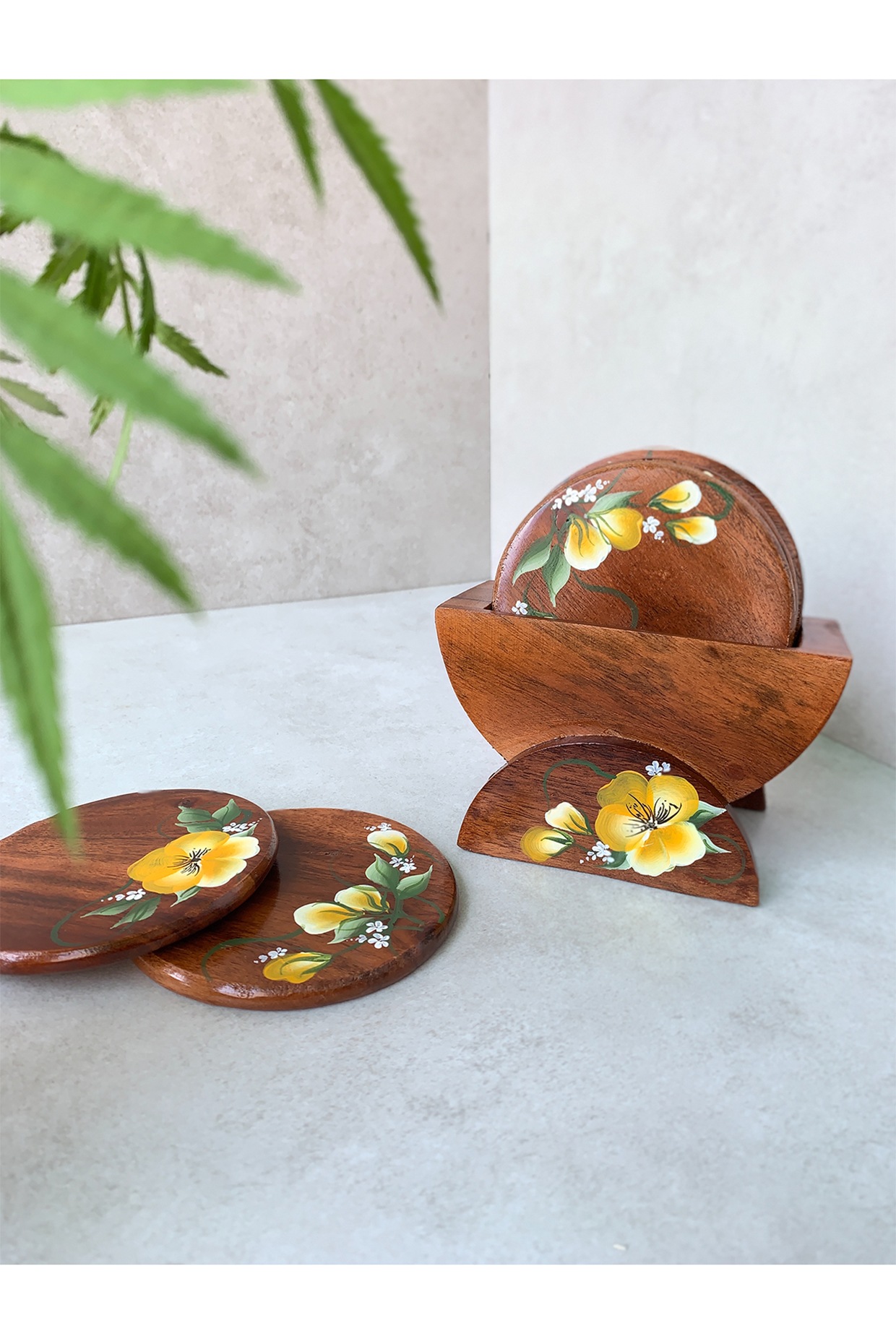 Brown Hand Painted Coasters (Set of 4) Design by FLOURSHA at Pernia's Pop  Up Shop 2024