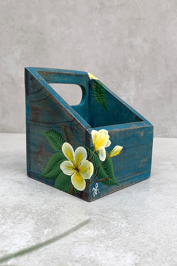 Blue Hand-Painted Multi-Purpose Organiser by FLOURSHA at Pernia's Pop Up Shop
