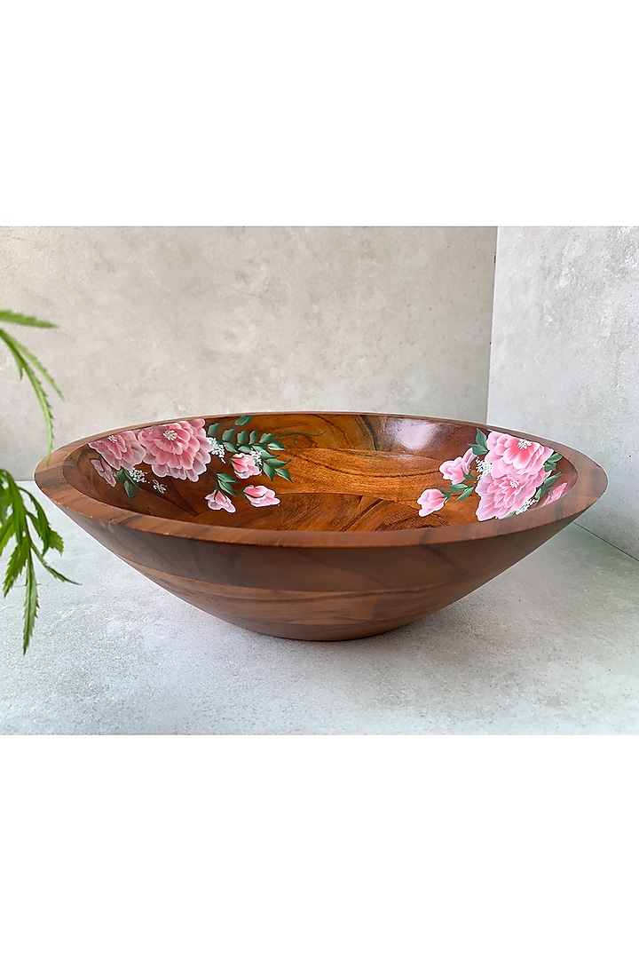 Acacia Wood Hand-Painted Bowl by FLOURSHA