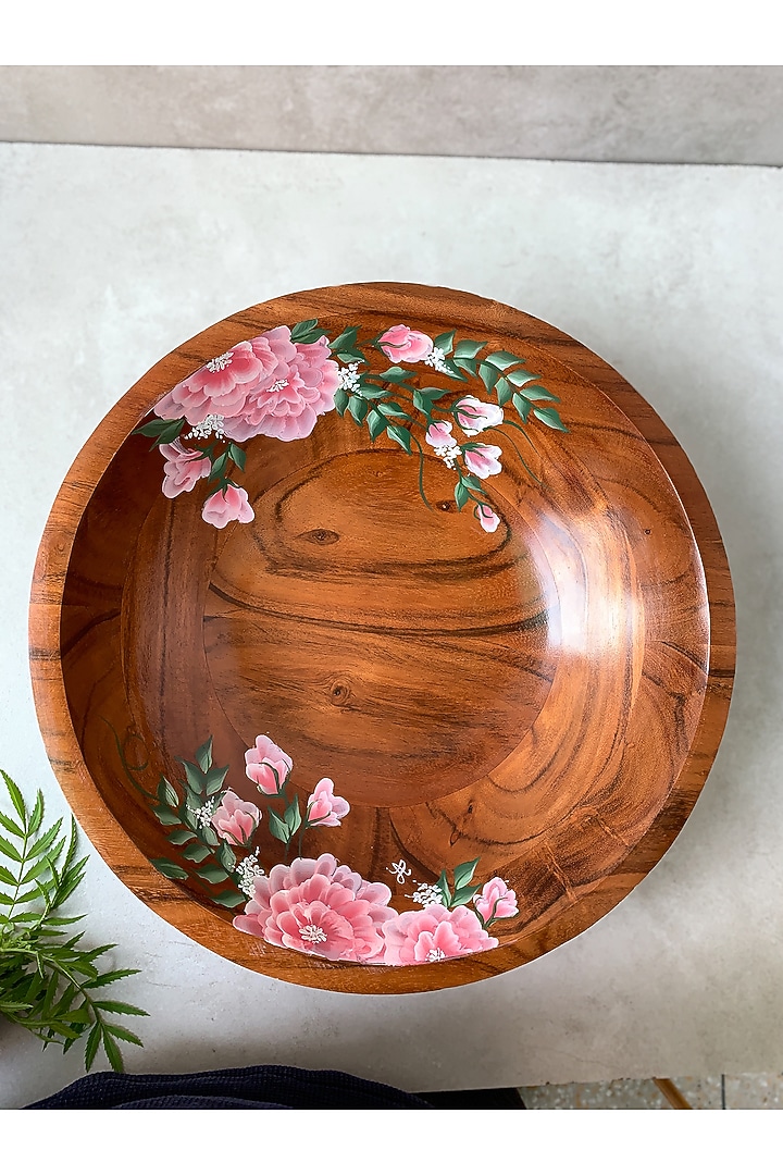 Acacia Wood Hand-Painted Bowl by FLOURSHA at Pernia's Pop Up Shop