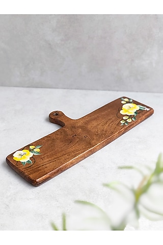 Natural Brown Acacia Wood Rectangle Platter by FLOURSHA
